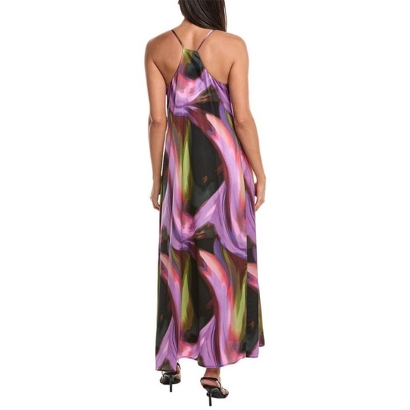 Nicole Miller Palma Satin Maxi Dress NWT – Multicolor Purple S - Picture 4 of 5